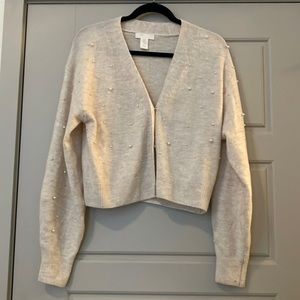 NWOT H&M Cream Pearl Embellished Cardigan